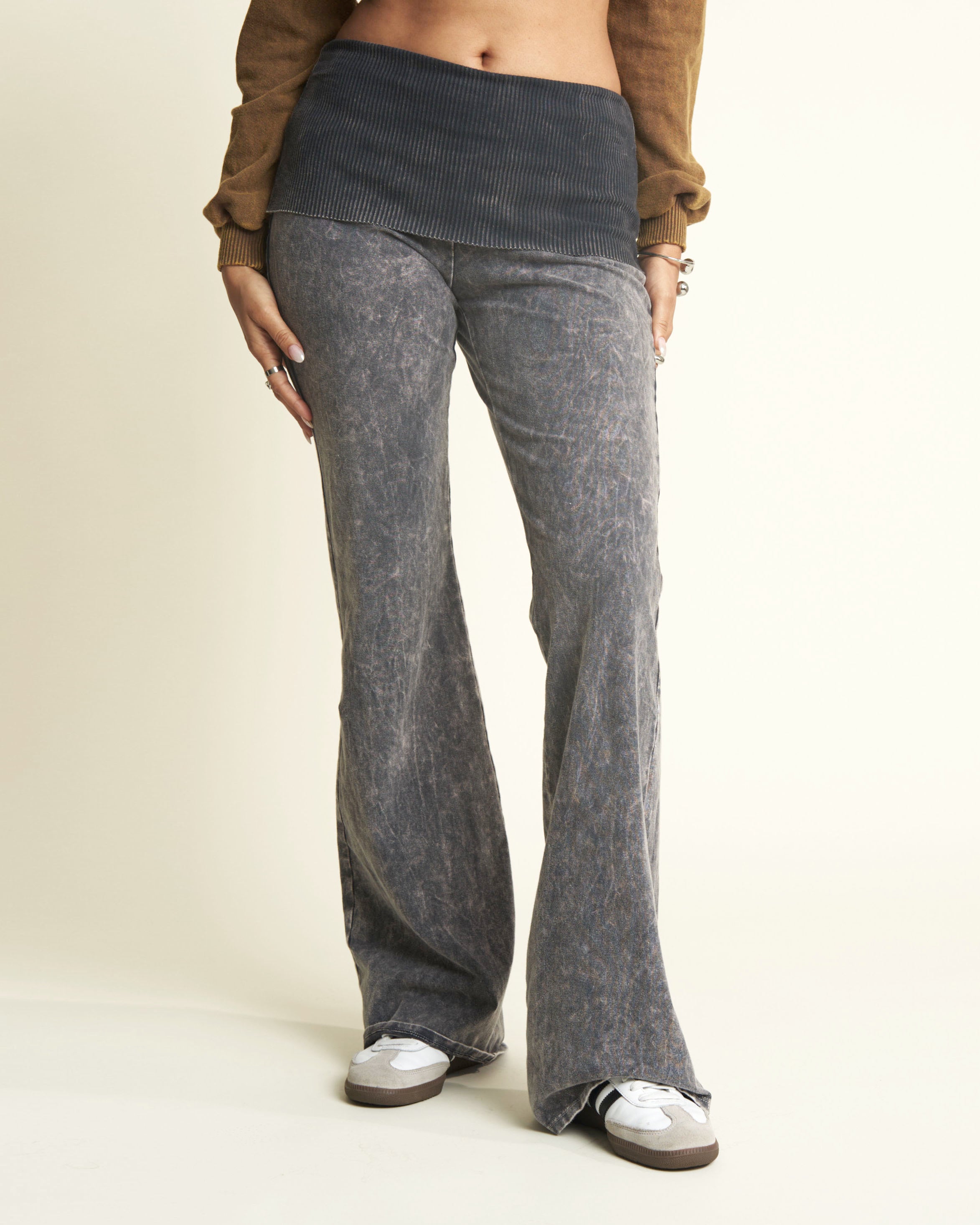 FOLDOVER FLARE PANT - ACID CHARCOAL