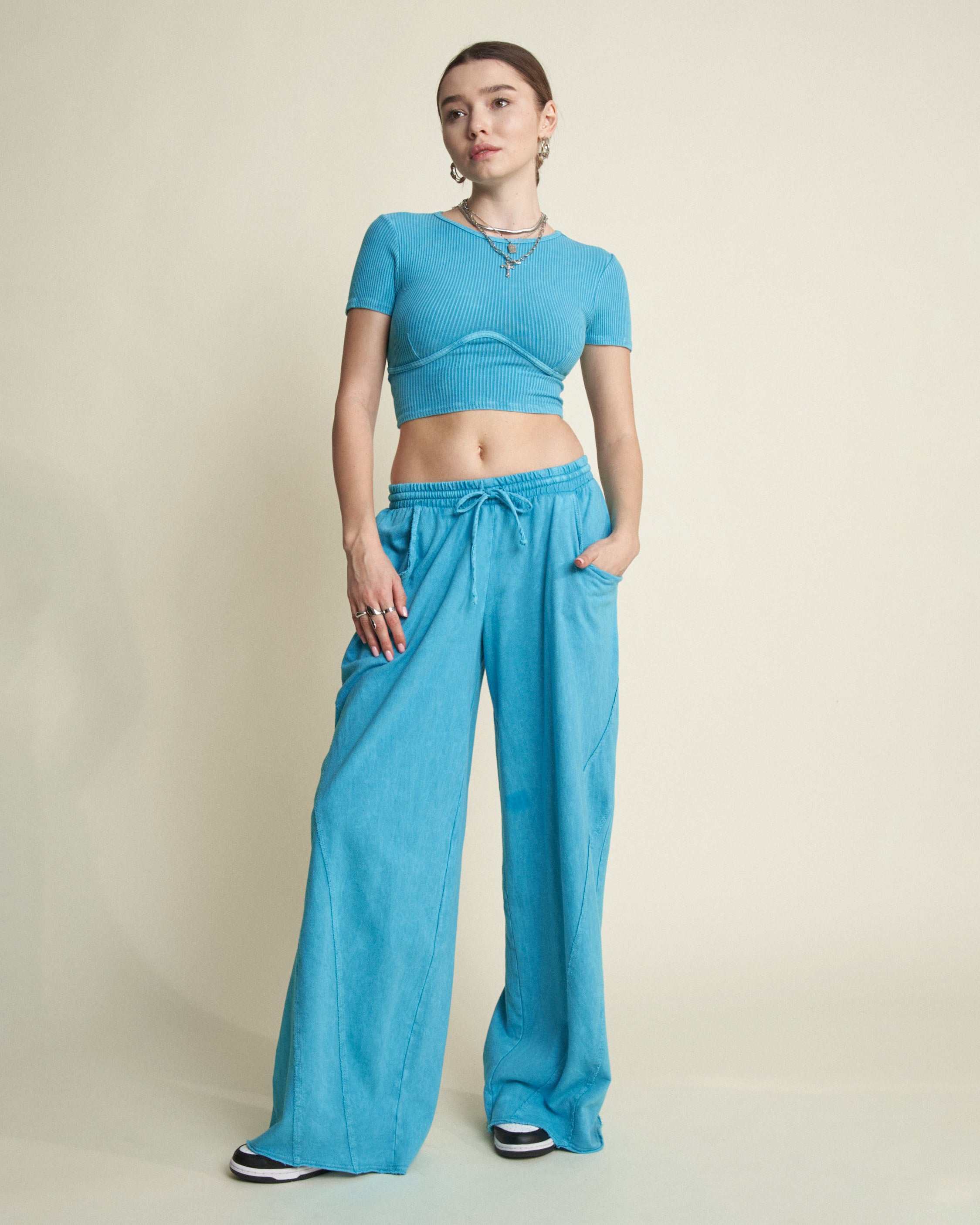 CONTOUR BABY TEE SWEATPANT SET - TURQUOISE